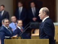 Владимир Путин на пленарном заседании Госдумы