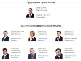 Верхушка российского правительства, скриншот с сайта government.ru
