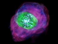 Галактика SXDF-NB1006-2. Кислород обозначен зеленым цветом