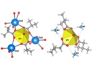 Фрагменты структур кристаллов двух изокарбоксилатных комплексов уранила