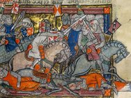 Битва. Фрагмент средневекового манускрипта
